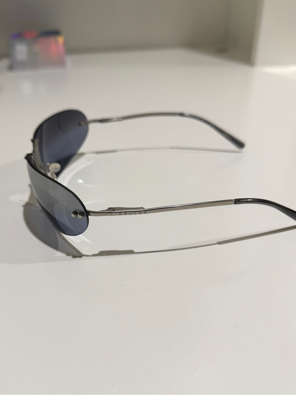 VTG Celine Triomphe Wrap Sunglasses SC 1032 Col. 581 Silver Y2K Deadstock Set - Picture 10 of 14